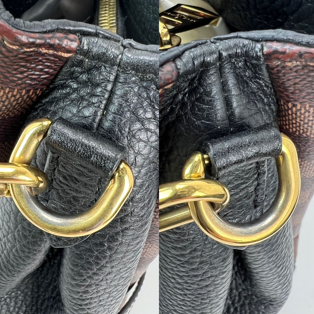 Louis Vuitton Damier EbeneCuir Taurillon Brittany Sac à bandoulière noir