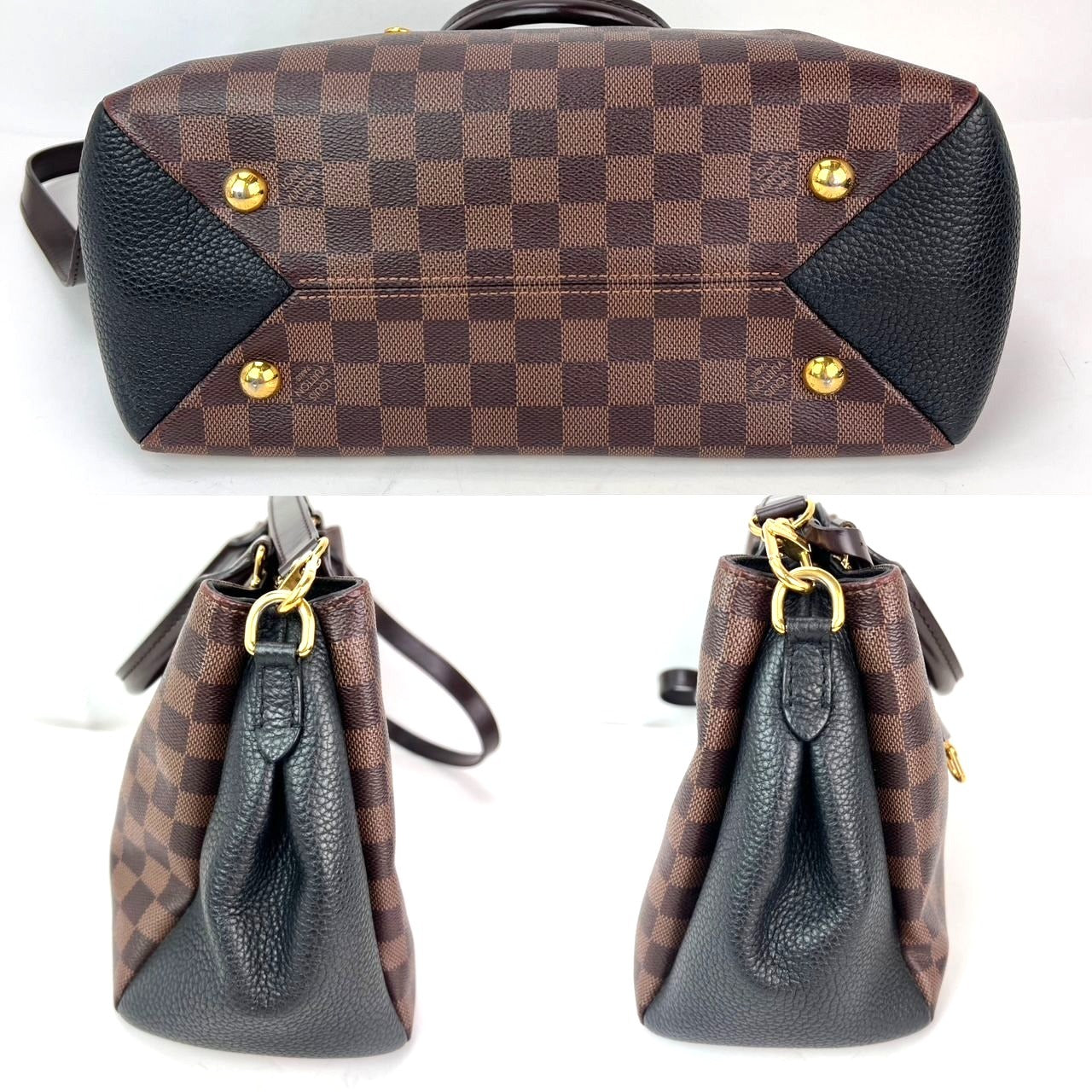 Louis Vuitton Damier EbeneCuir Taurillon Brittany Sac à bandoulière noir
