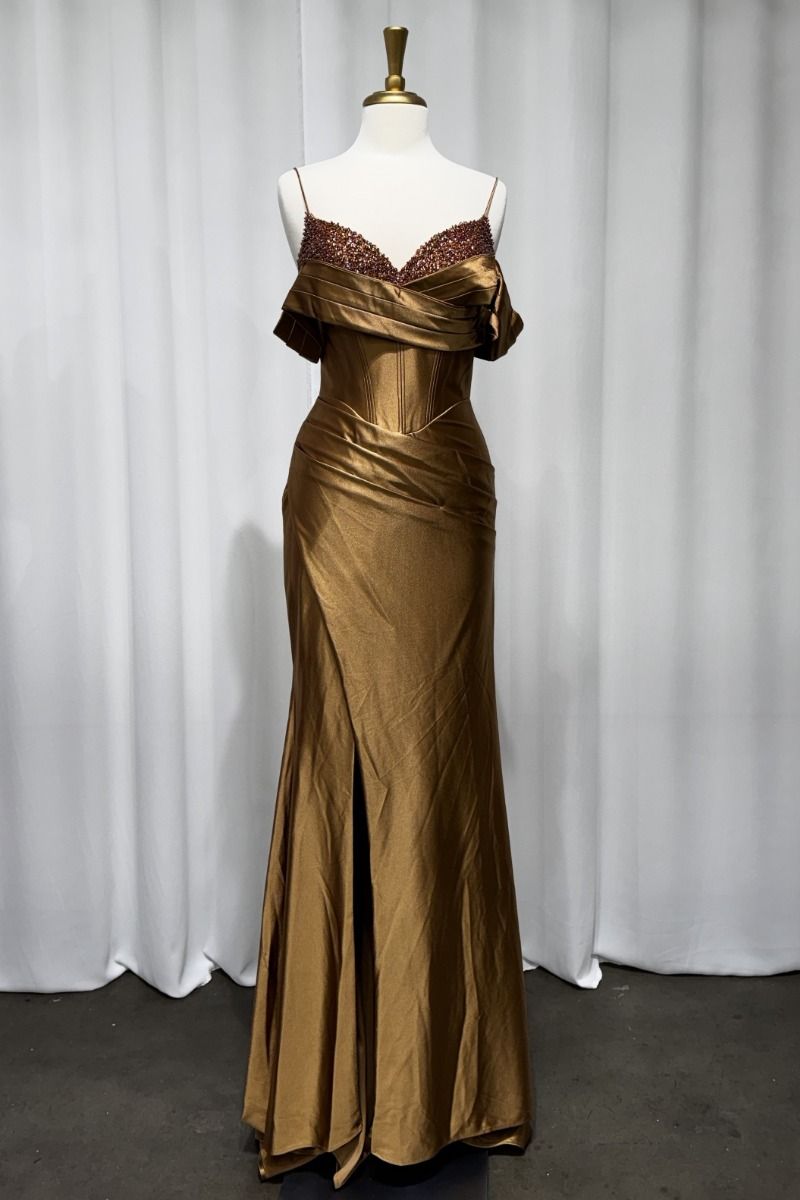 Robe ajustée en bronze