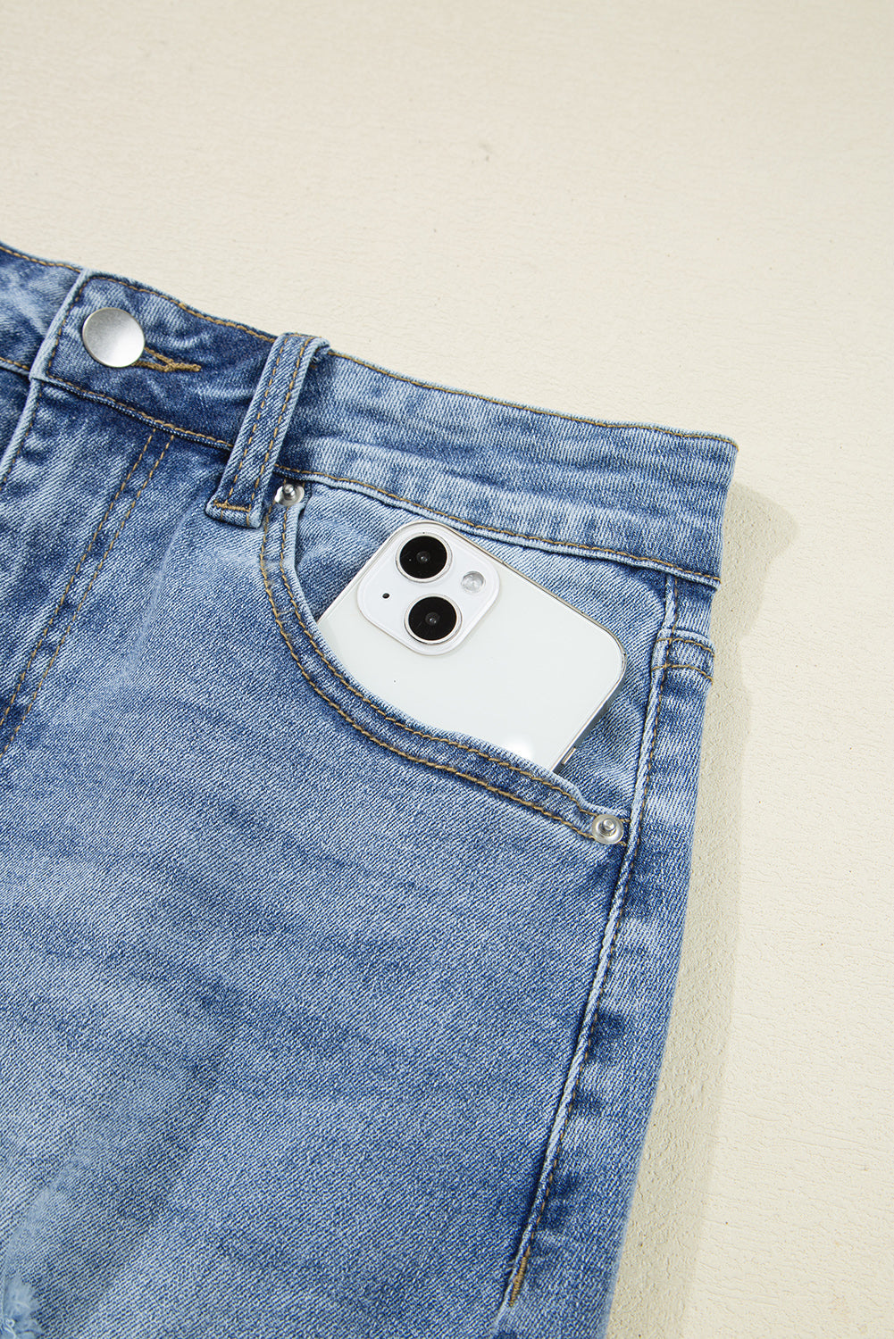 Myosotis Distressed Hem Denim Midi Skirt Irregular Look