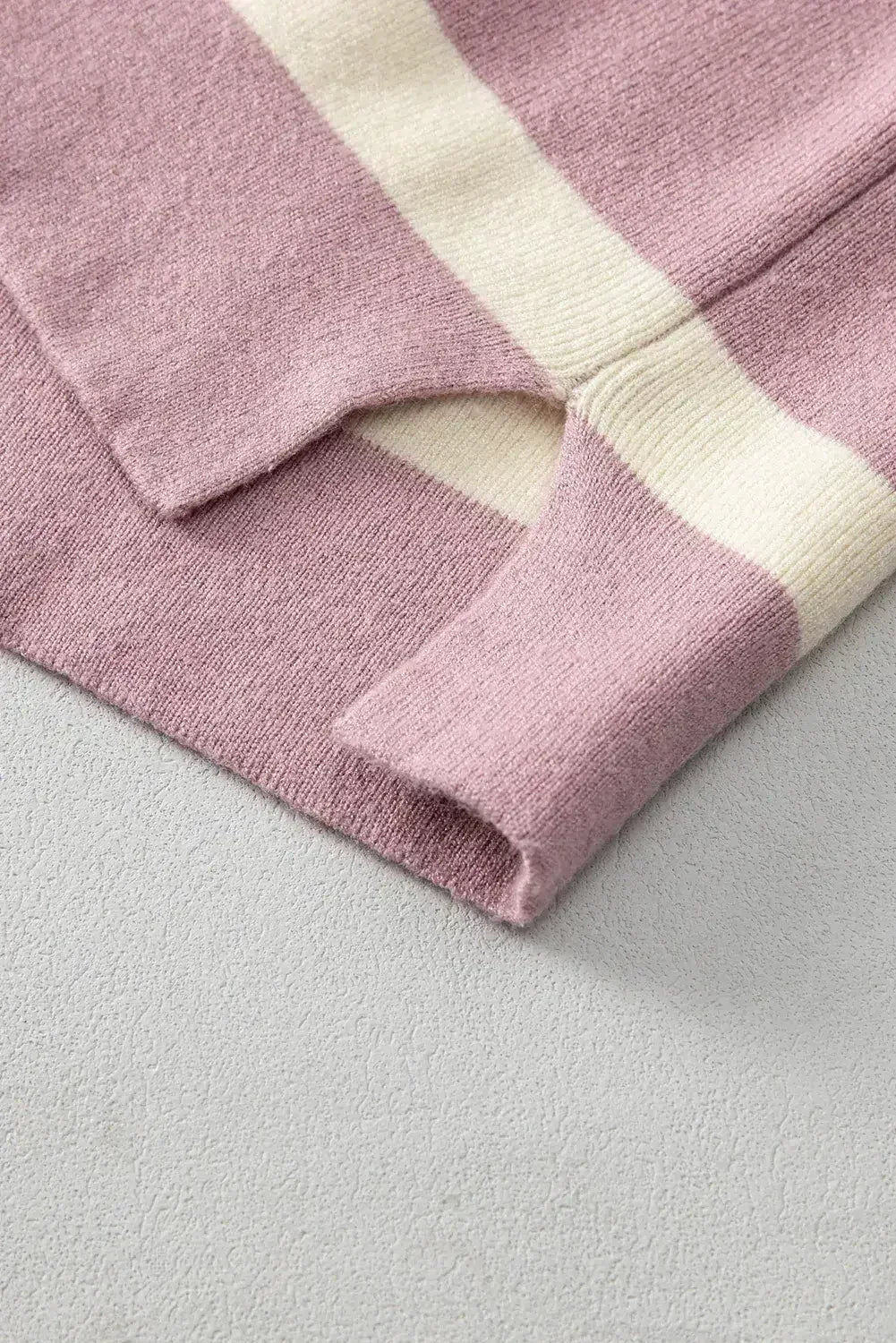 Pink Striped Patchwork Drop Shoulder Sweater