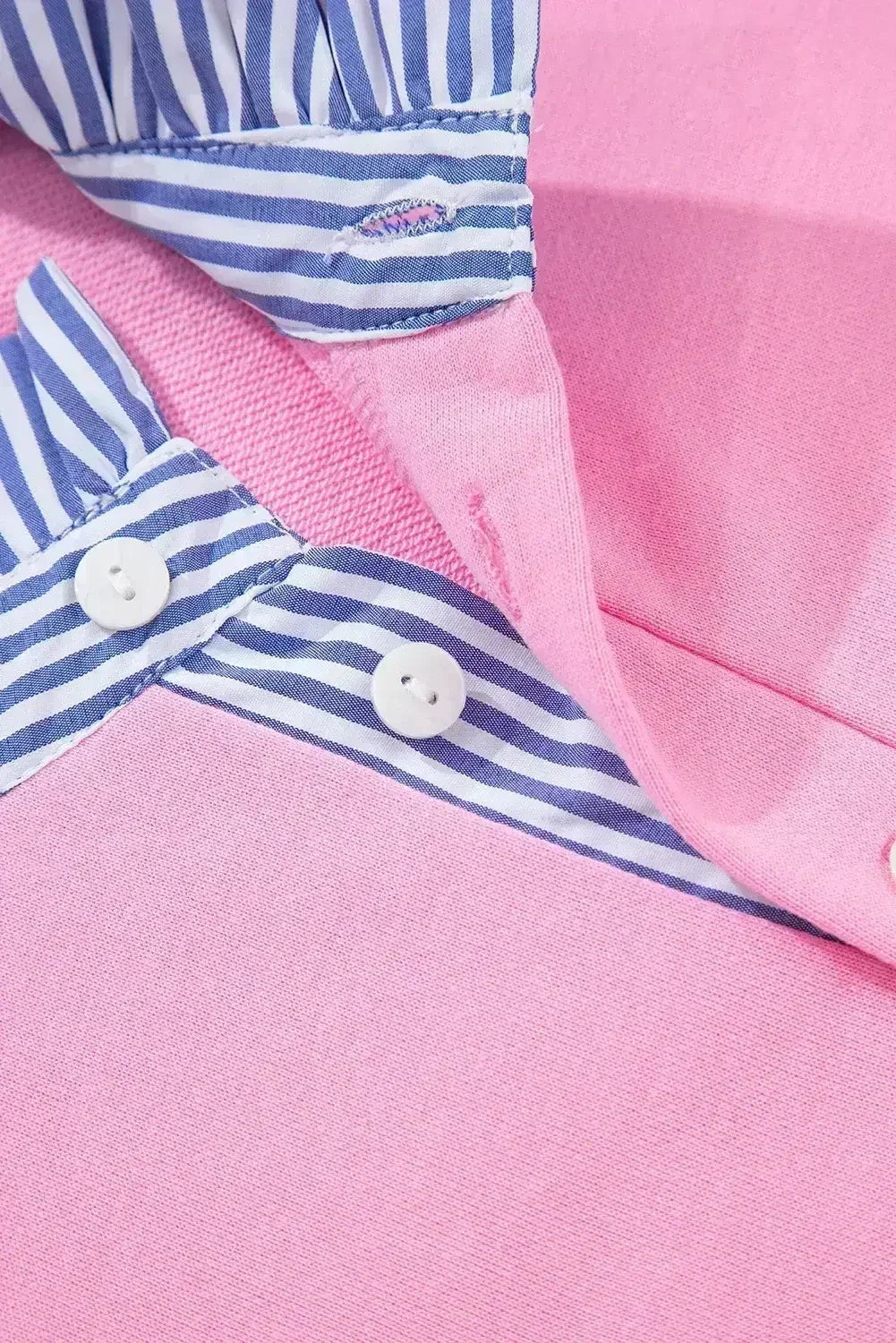 Bonbon Striped Collar Puff Sleeve Sweatshirt