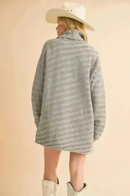 Asymmetrical Turtleneck Sweater – Modern Side Slit Design