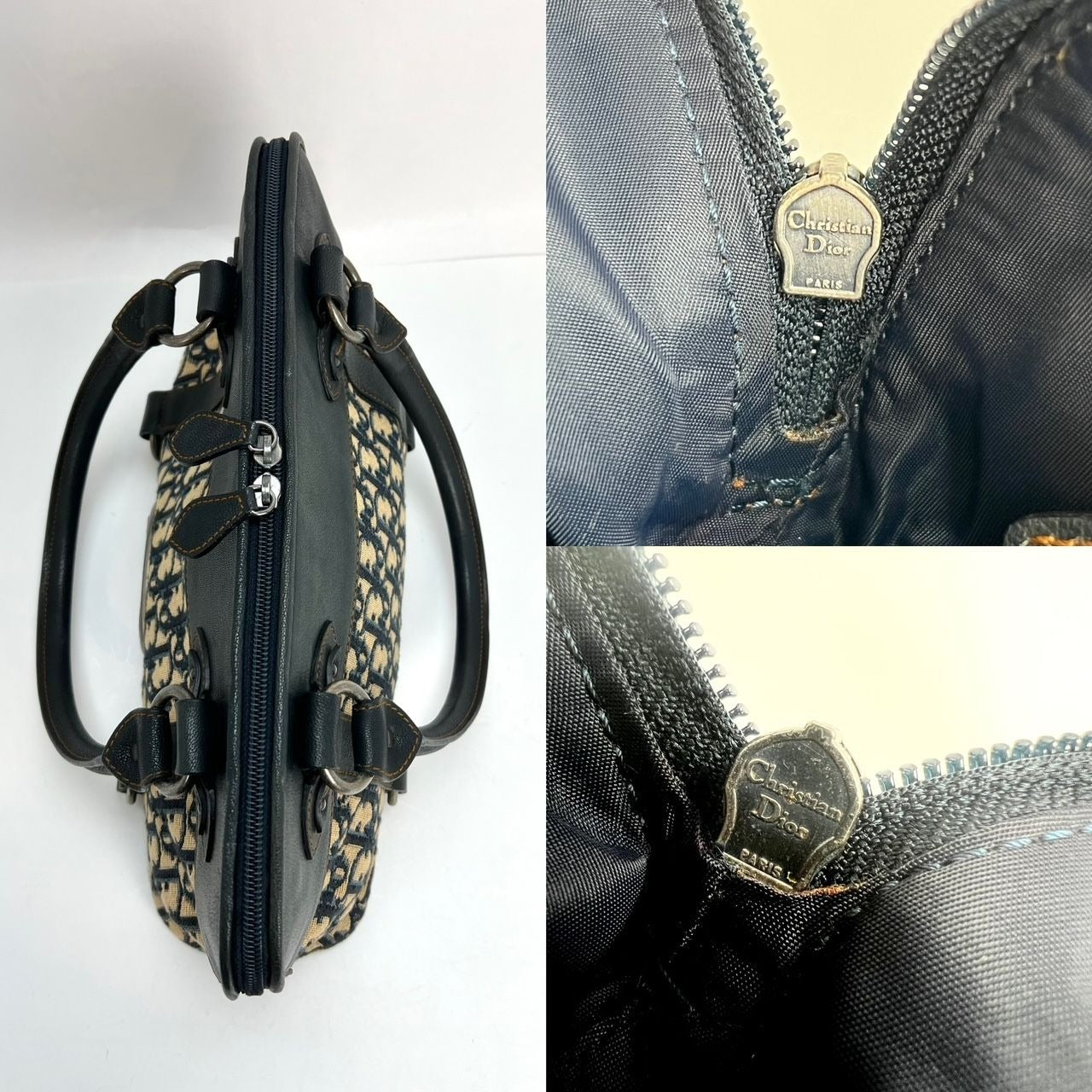 CHRISTIAN DIOR Monogram Trotter CD Blue Canvas Hand Bag