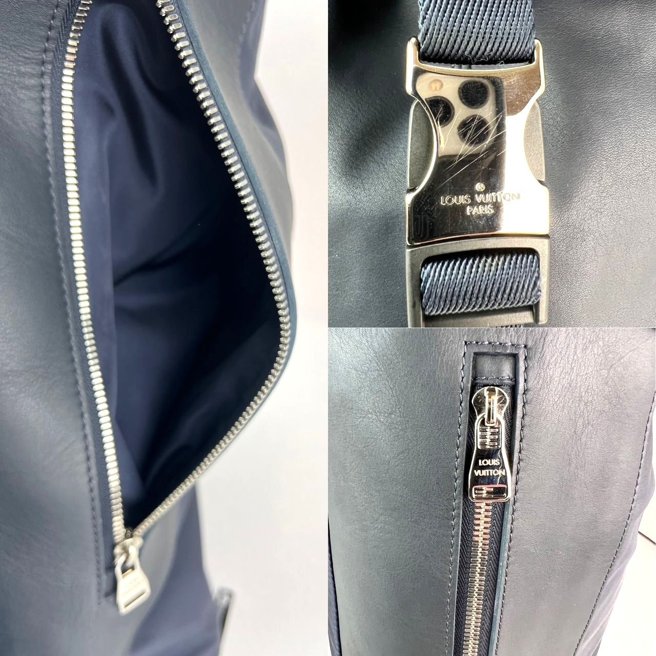 Louis Vuitton Calfskin Nylon V Line Pulse Navy Backpack Bag