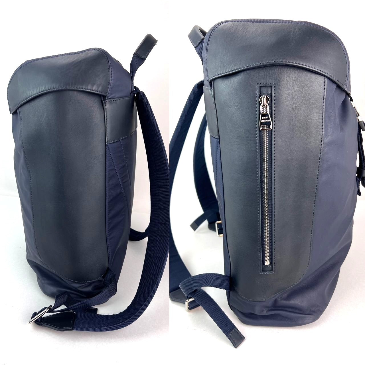 Louis Vuitton Calfskin Nylon V Line Pulse Navy Backpack Bag