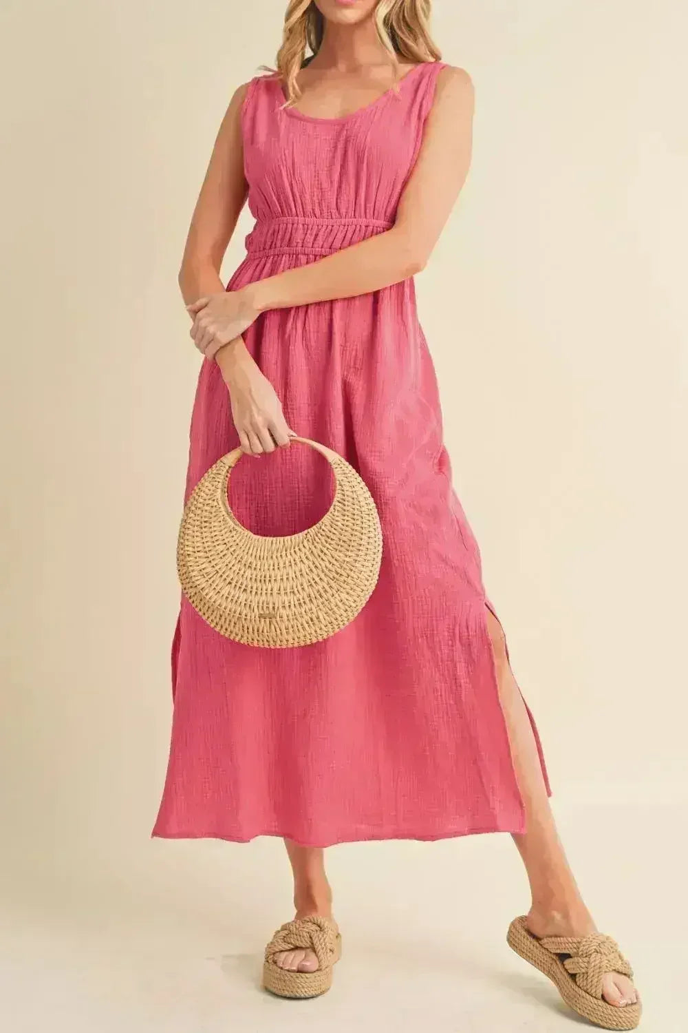 Breathable Cotton Tank Dress – Side Slit & Casual Chic | Femstylo