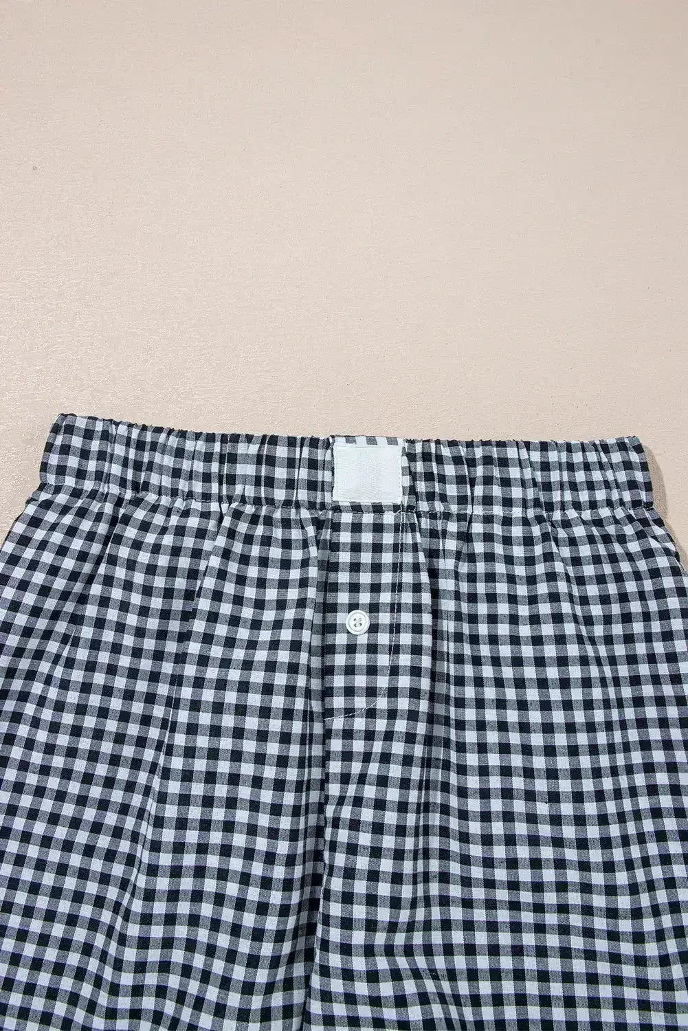 Blue Vintage Gingham Print High Waisted Loose Shorts