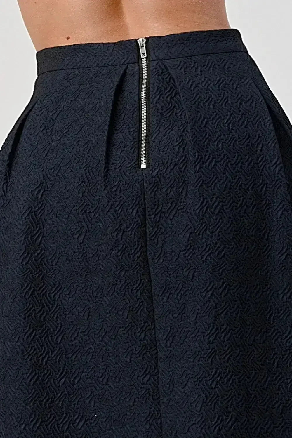 Pleated A-Line Midi Skirt - Textured Puffy Style | Femstylo