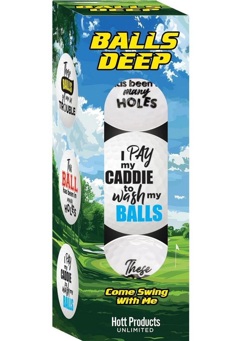 Balls Deep Funny Slogan Golf Balls 3 Pack Assorted