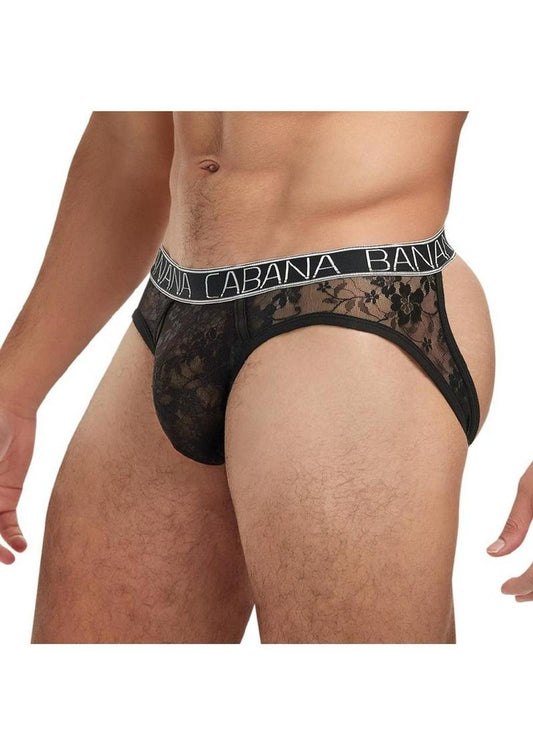 Banana Cabana Lace Nights Open Back Brief Sheer Men's Lace Lingerie