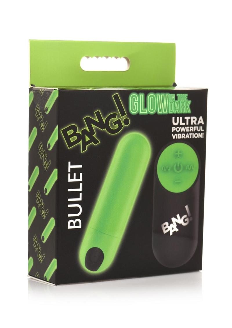 Bang! Glow in the Dark Rechargeable Silicone Bullet with Remote