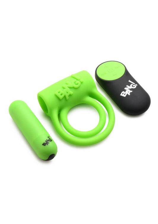 Bang! Glow in the Dark Rechargeable Silicone Cock Ring with Remote Control
