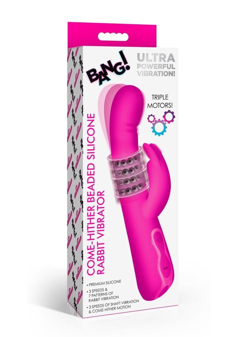 Bang! Come-Hither Beaded Silicone Rabbit Vibrator