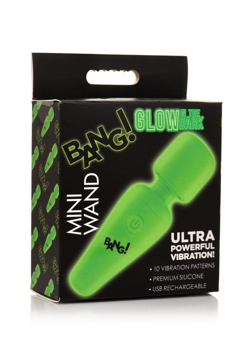 Bang! Glow in the Dark Mini Wand Rechargeable Silicone Vibrator