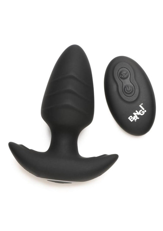 BANG Rotating And Vibrating Silicone Butt Plug Black