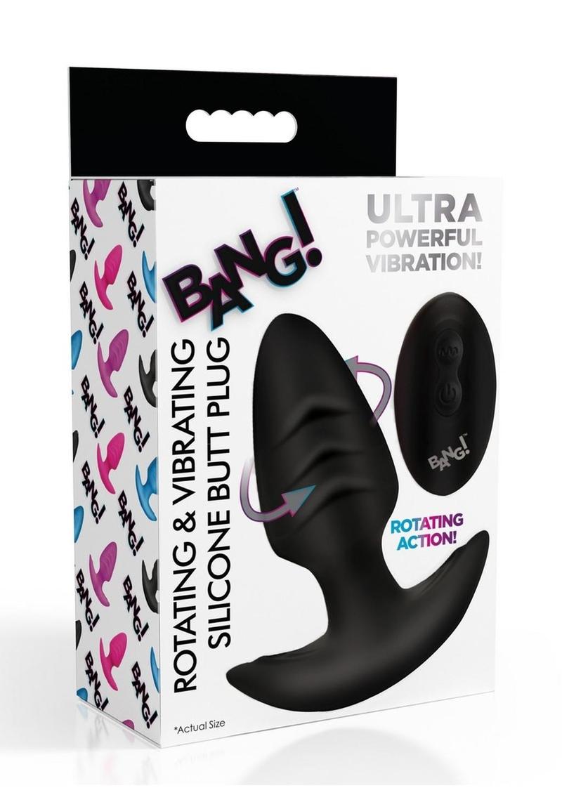 BANG Rotating And Vibrating Silicone Butt Plug Black