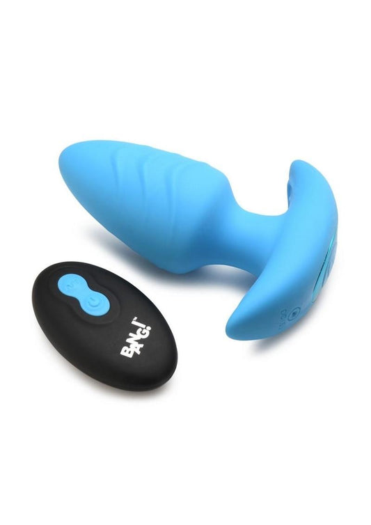 BANG Rotating And Vibrating Silicone Butt Plug Blue