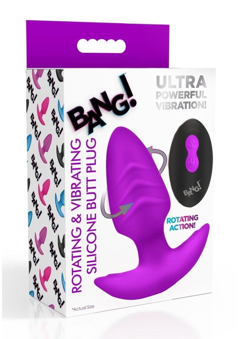 BANG Rotating And Vibrating Silicone Butt Plug Purple