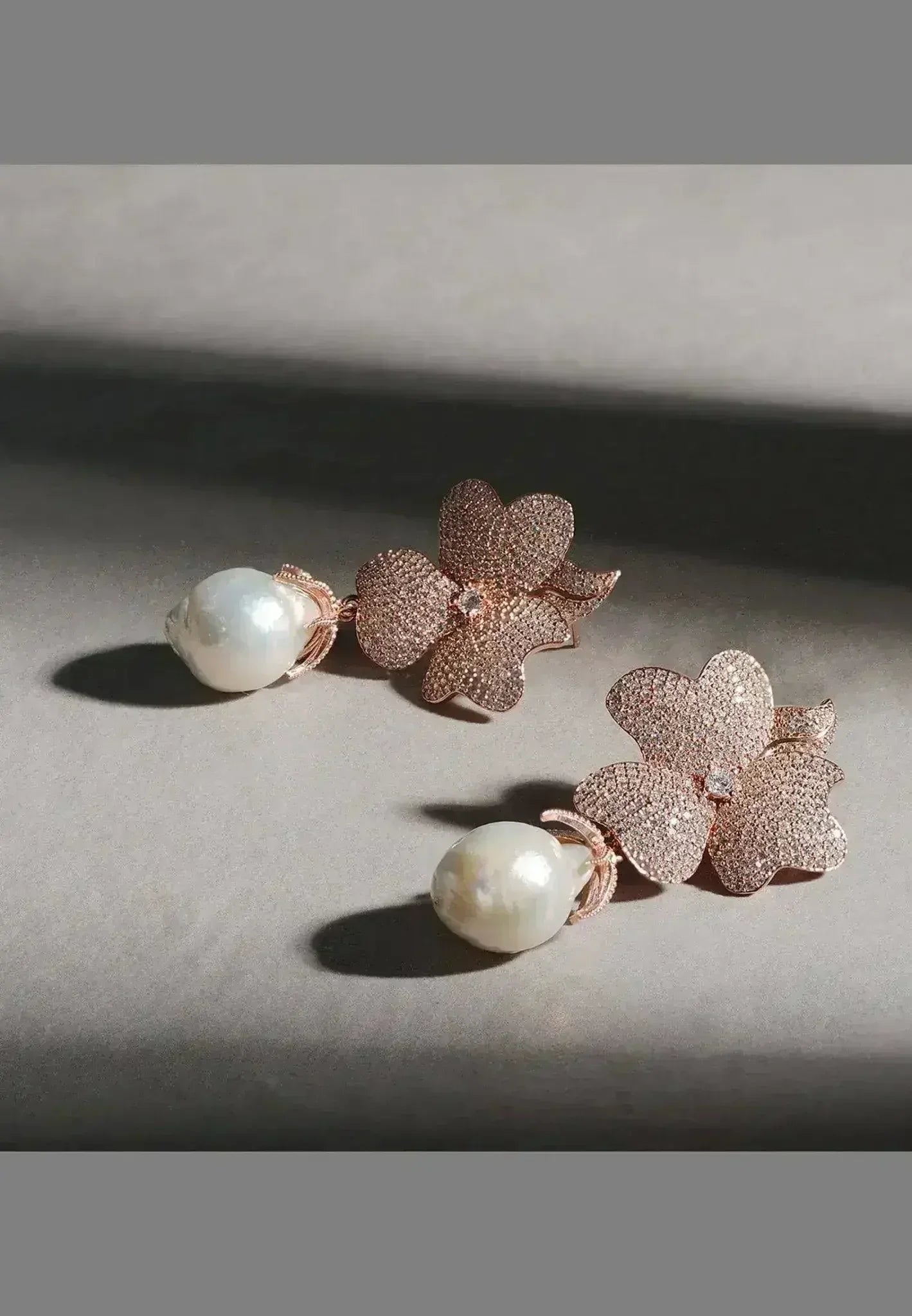 Baroque Pearl Flower Drop Earrings | Wedding Sterling Silver - Femstylo