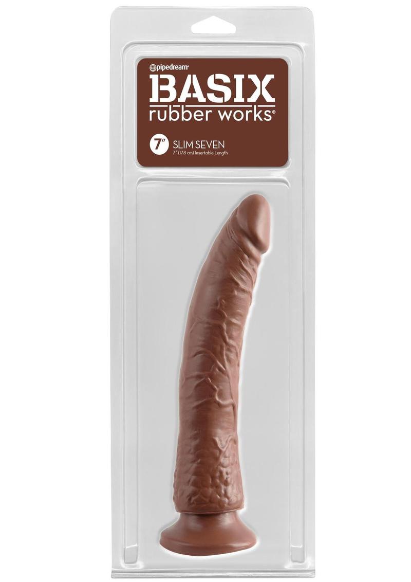 Basix Rubber Works Slim Seven Realistic Dildo with Suction Cup