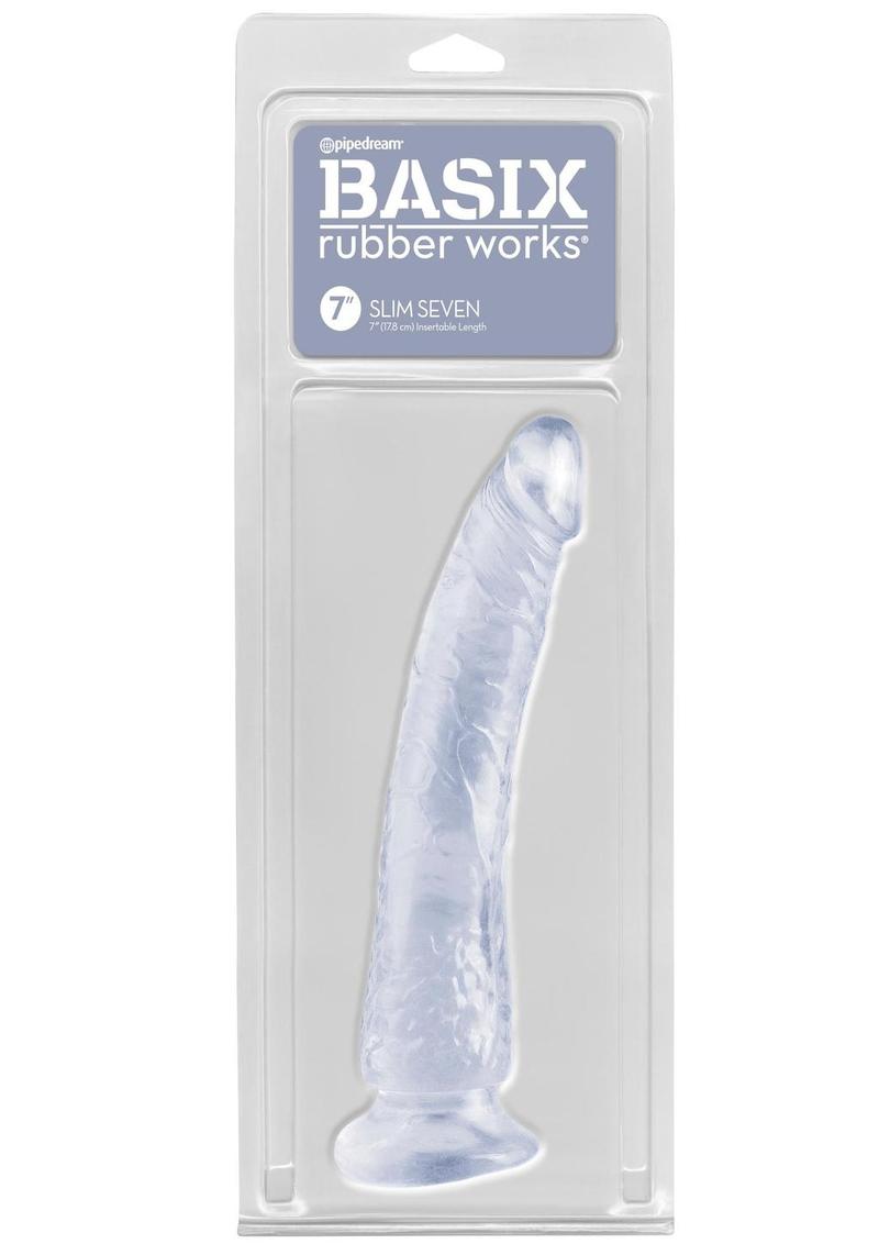 Basix Rubber Works Slim Seven Realistic Dildo with Suction Cup