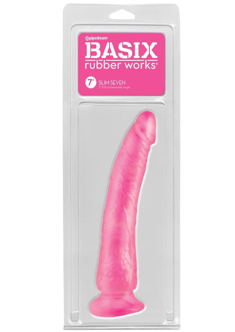 Basix Rubber Works Slim Seven Realistic Dildo with Suction Cup