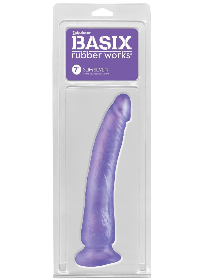 Basix Rubber Works Slim Seven Realistic Dildo with Suction Cup