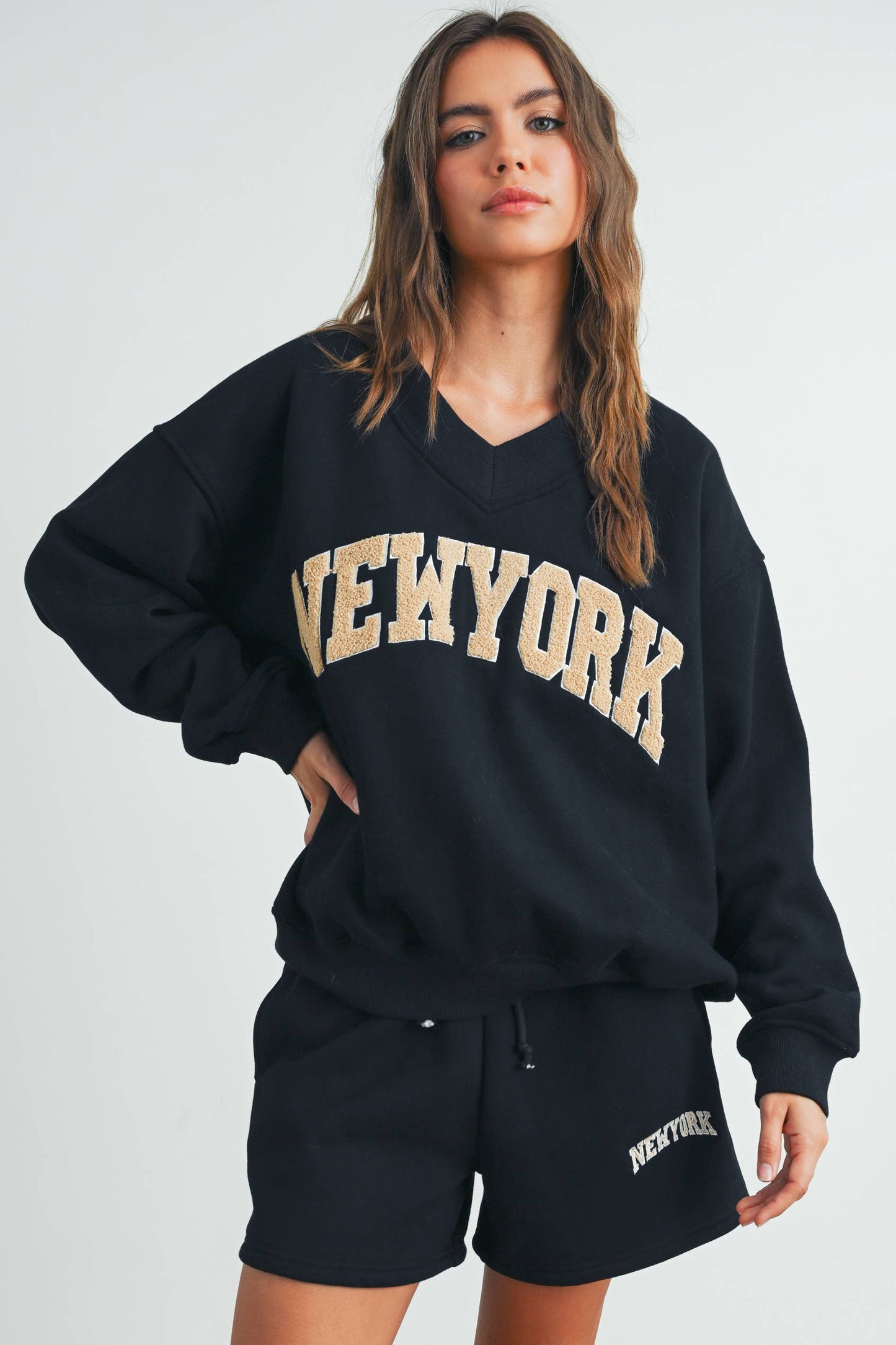 Sweat-shirt col V New York