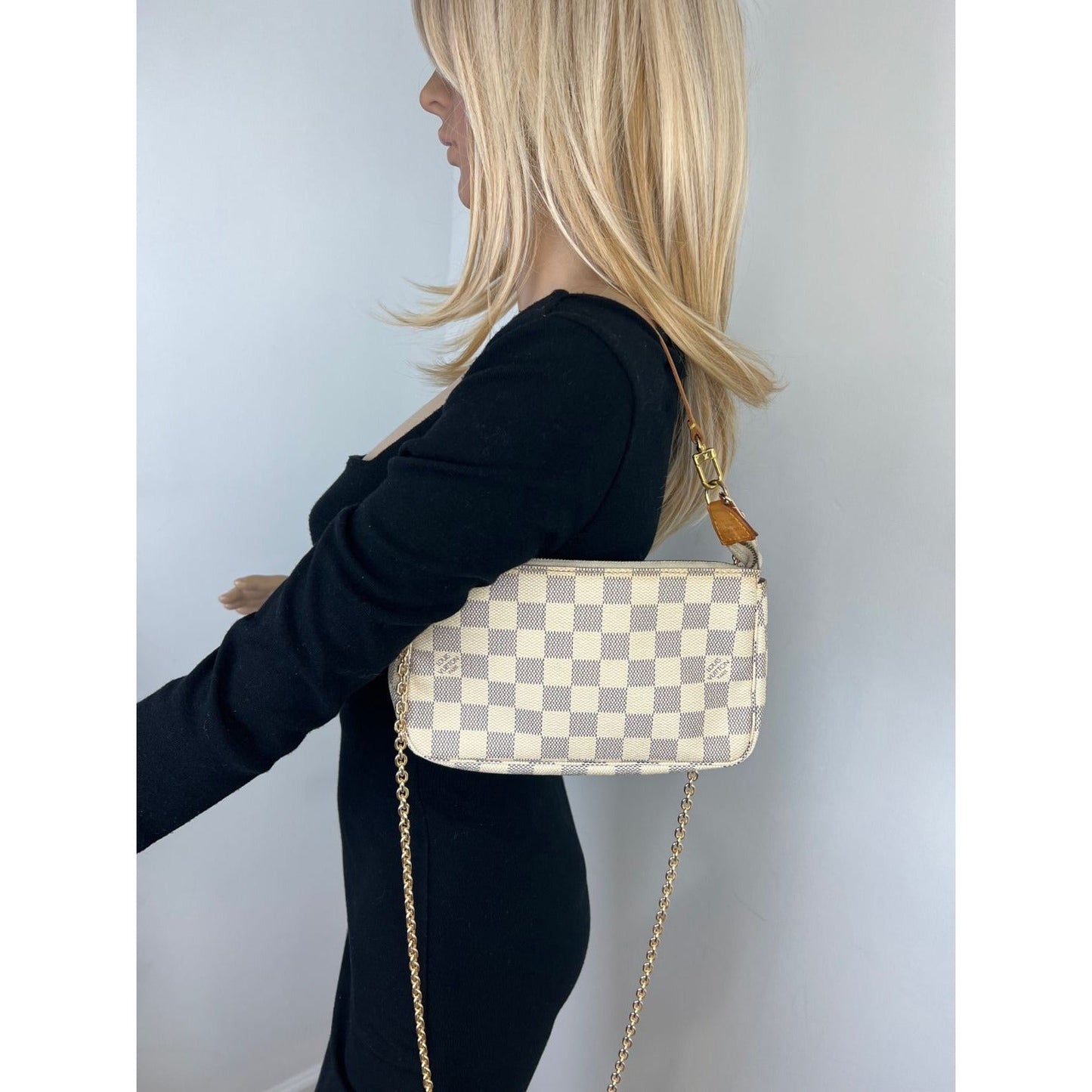 Louis Vuitton Pochette Accessories White  Damier Azur Bag