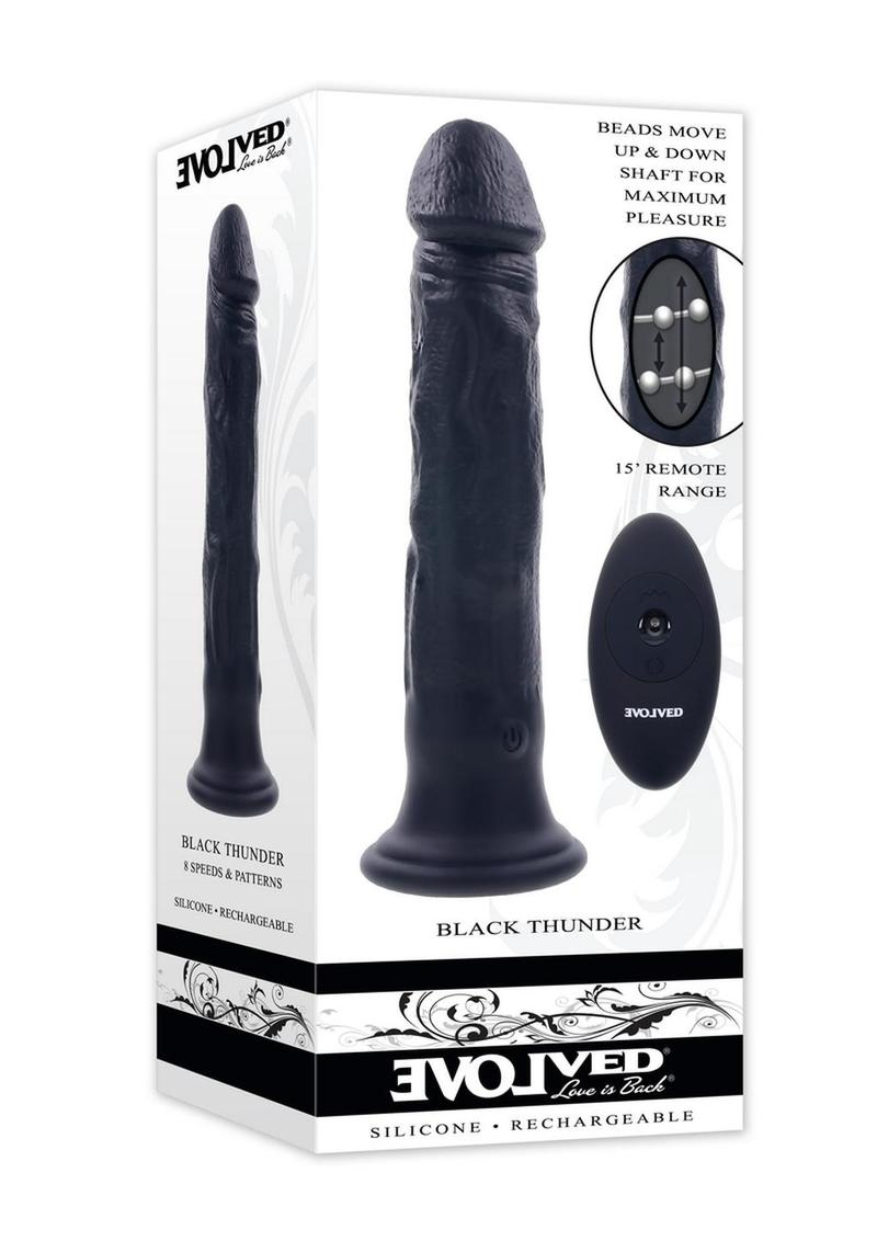 Black Thunder Rechargeable Dildo with Remote Control – Black