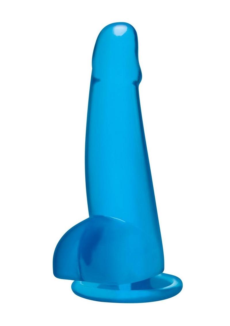 Blue Line Suction Cup Dildo with Balls - Blue