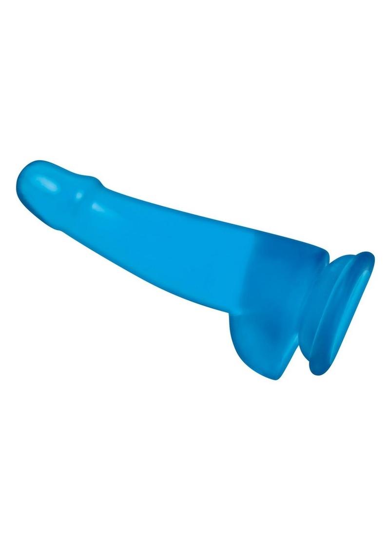 Blue Line Suction Cup Dildo with Balls - Blue