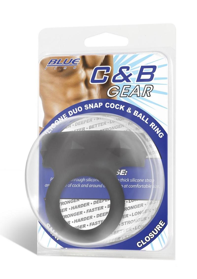 Blue Line Silicone Duo Snap Comfortable Cock And Ball Ring