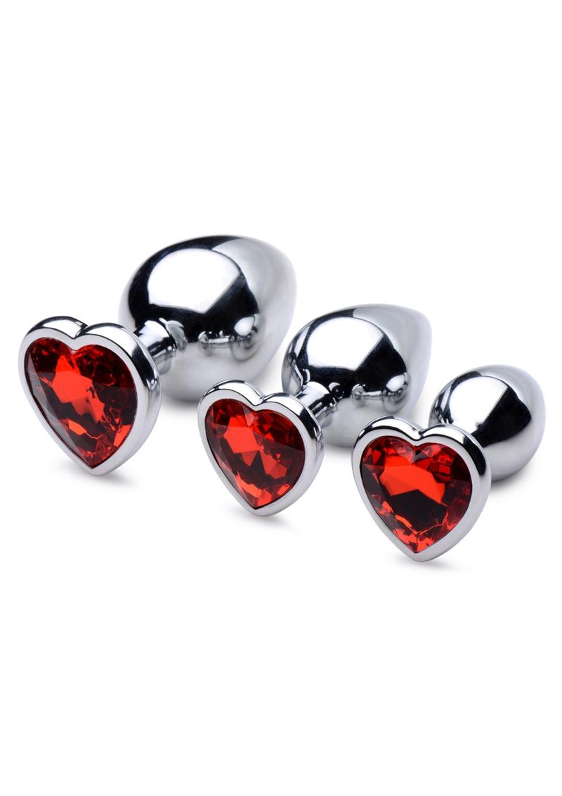Booty Sparks Red Heart Gem Anal Plug Set