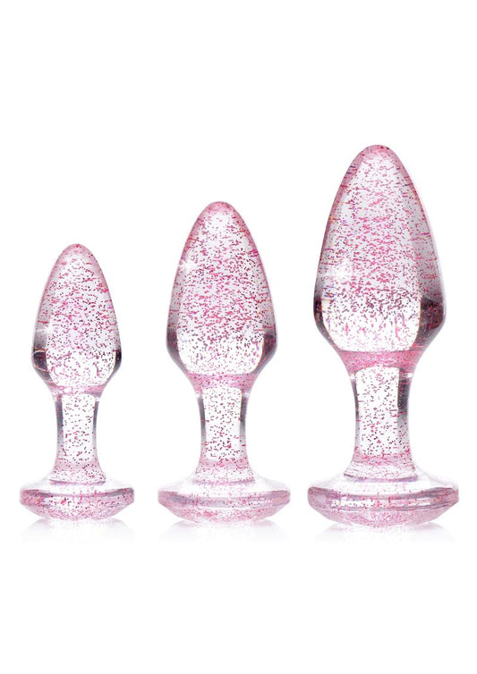 Booty Sparks Pink Glitter Gem Anal Plug Set