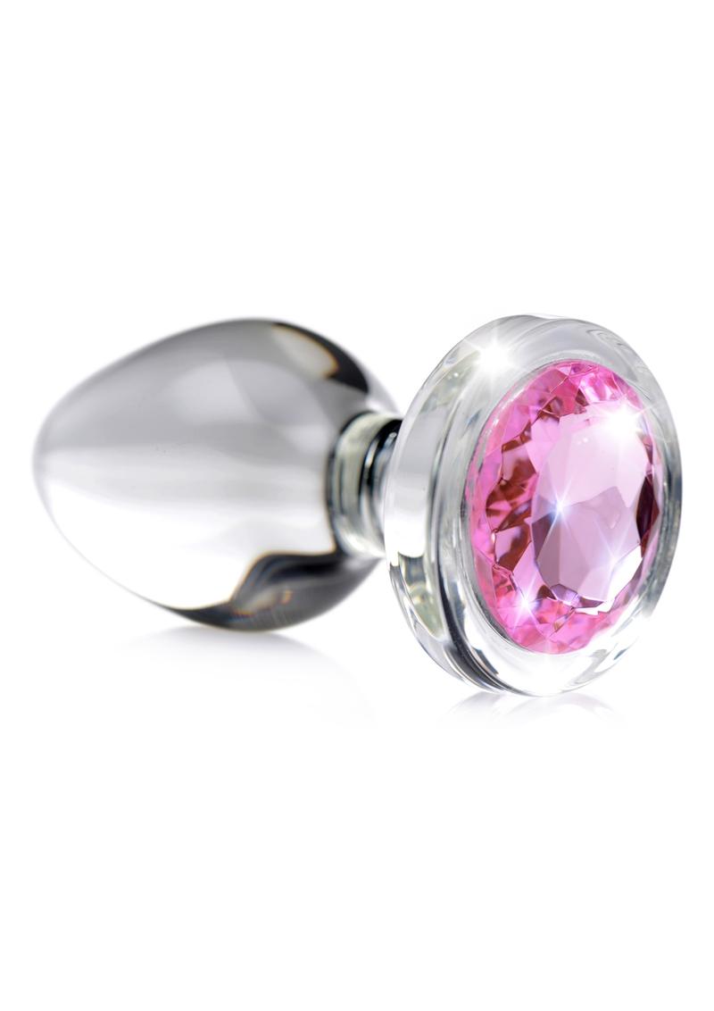 Booty Sparks Pink Gem Glass Medium Anal Plug For Pleasure