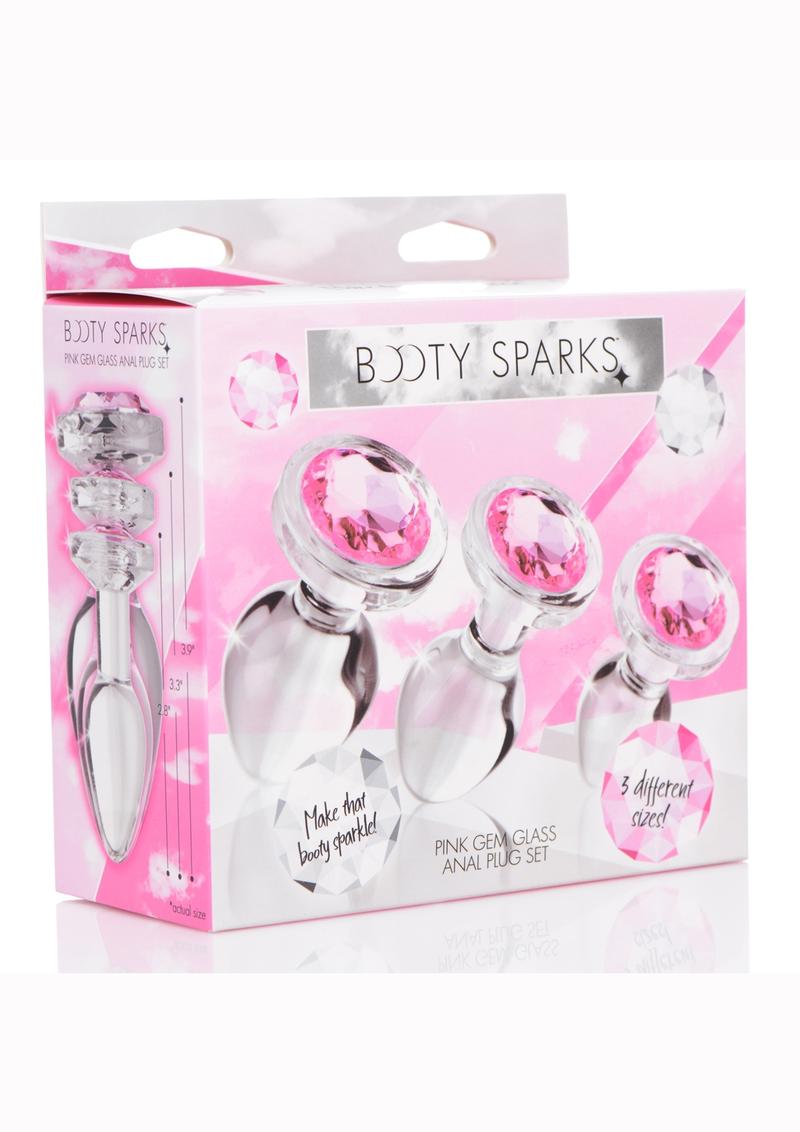 Booty Sparks Pink Gem Glass Anal Plug Set