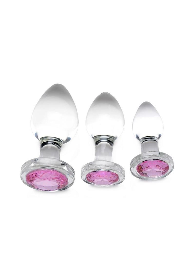 Booty Sparks Pink Gem Glass Anal Plug Set