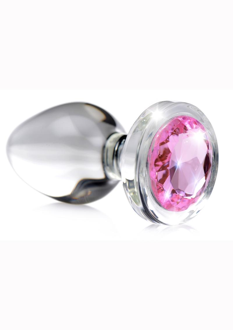 Booty Sparks Pink Gem Glass Medium Anal Plug For Pleasure