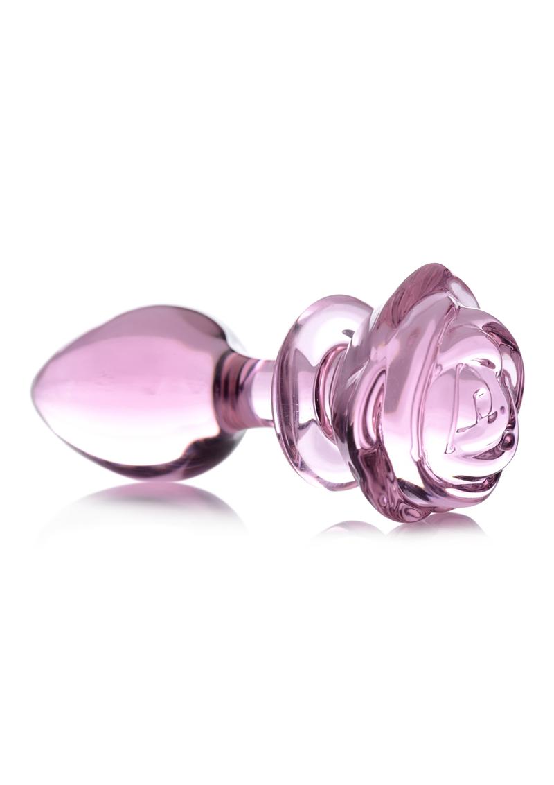 Booty Sparks Pink Rose Large Glass Anal Plug