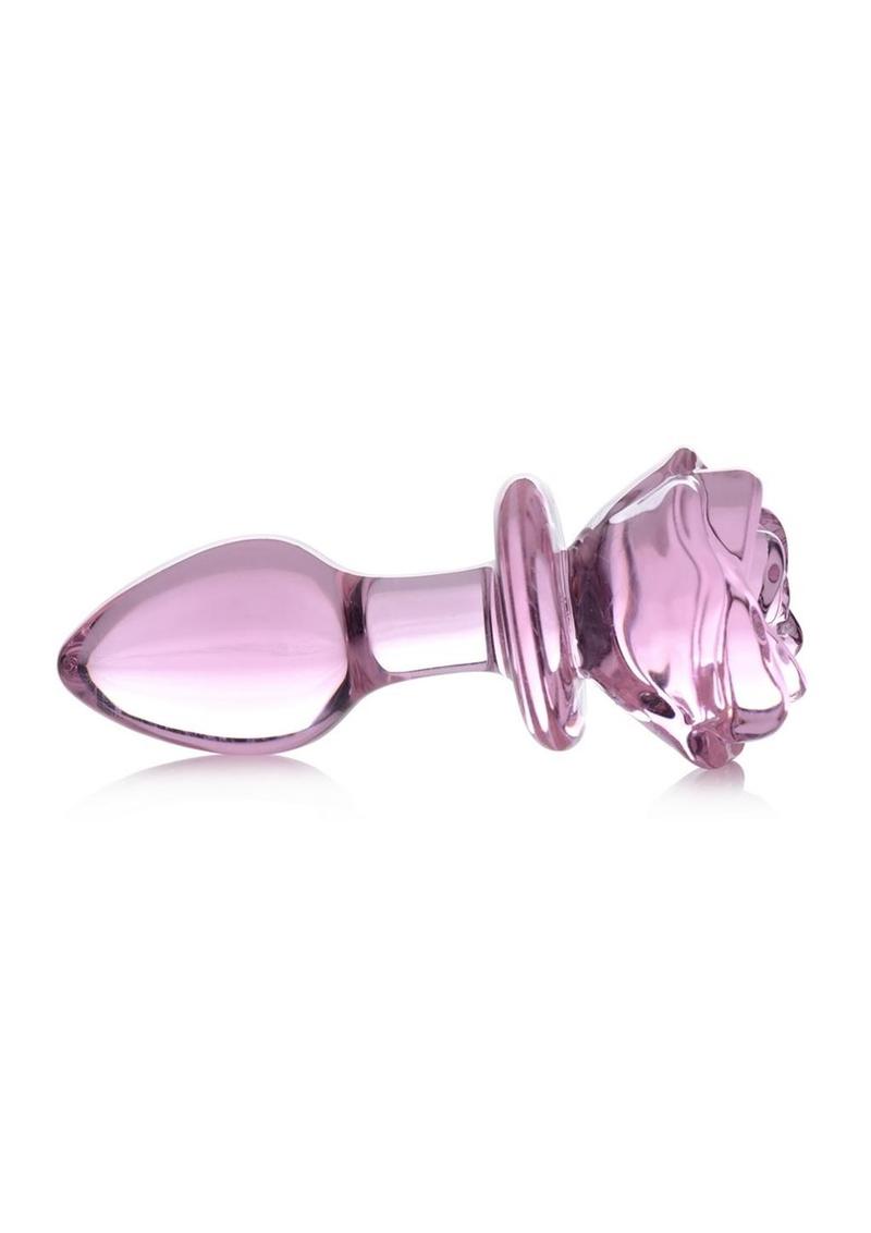 Booty Sparks Pink Rose Large Glass Anal Plug