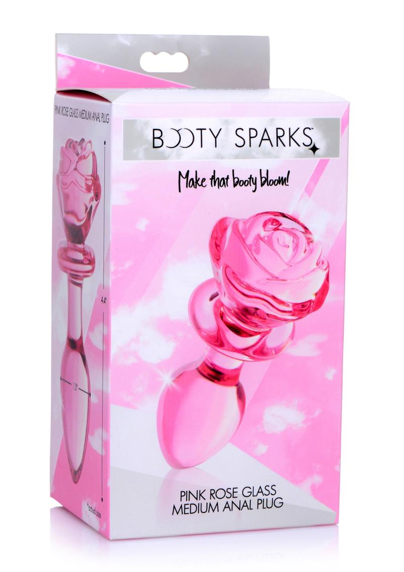 Booty Sparks Pink Rose Large Glass Anal Plug