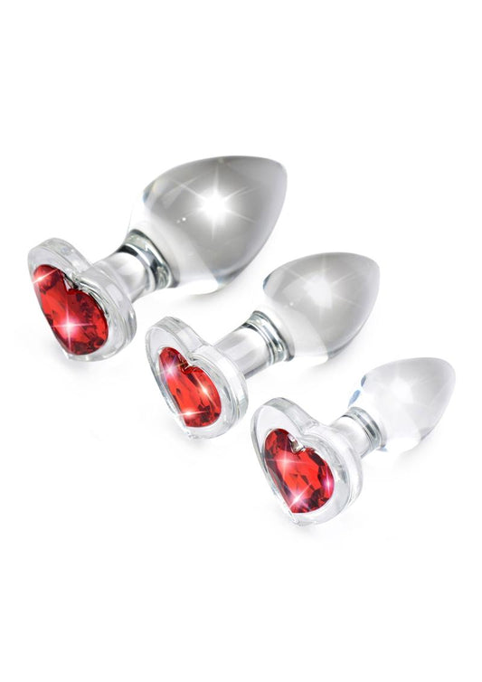 Booty Sparks Red Heart Gem Glass Anal Plug