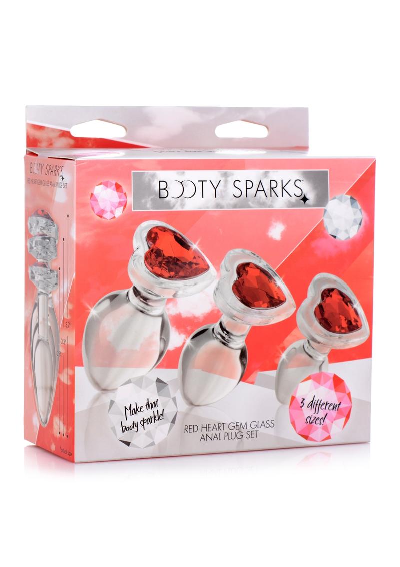 Booty Sparks Red Heart Gem Glass Anal Plug