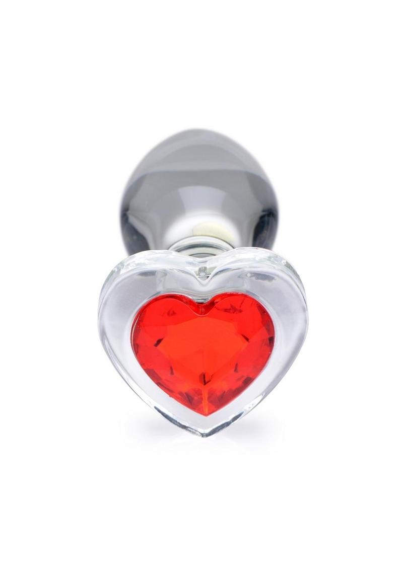 Booty Sparks Red Heart Gem Glass Anal Plug