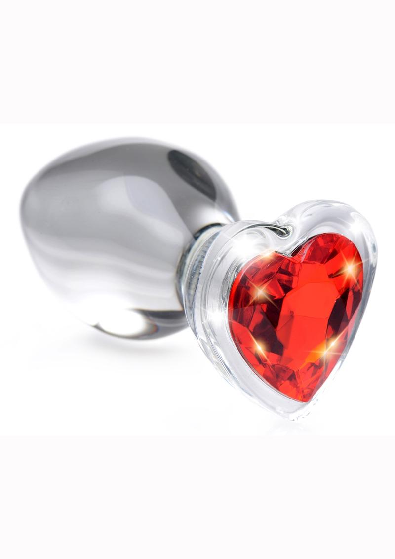 Booty Sparks Red Heart Gem Glass Anal Plug