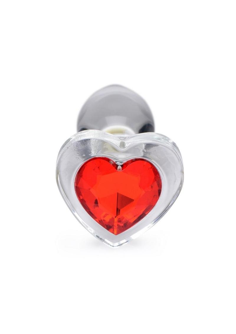 Booty Sparks Red Heart Gem Glass Anal Plug