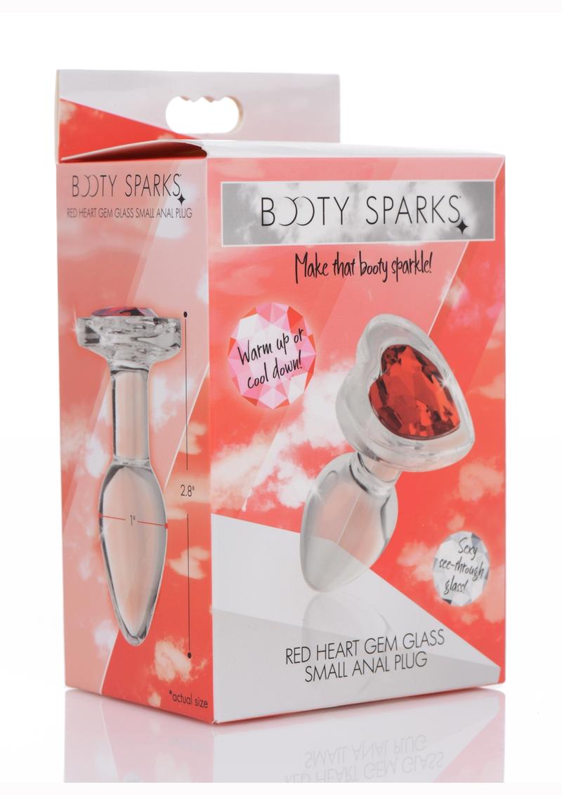 Booty Sparks Red Heart Gem Glass Anal Plug