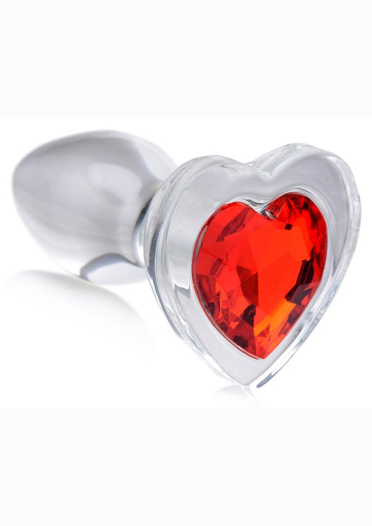 Booty Sparks Red Heart Gem Glass Anal Plug